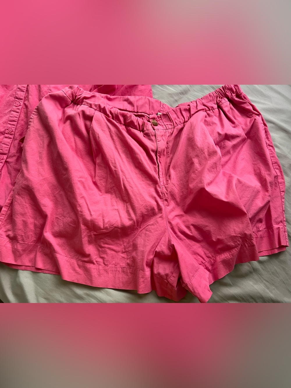 Plus size a new day hot pink fuchsia cotton high paper bag shorts 1X 2X